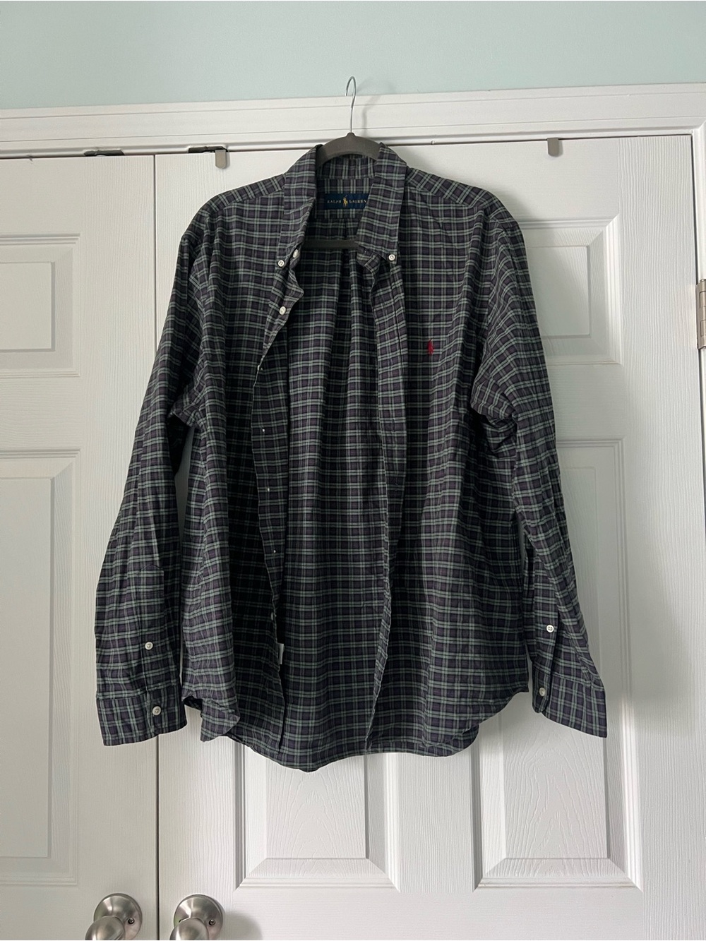Ralph Lauren Grey and Black Plaid Button-Down Shirt